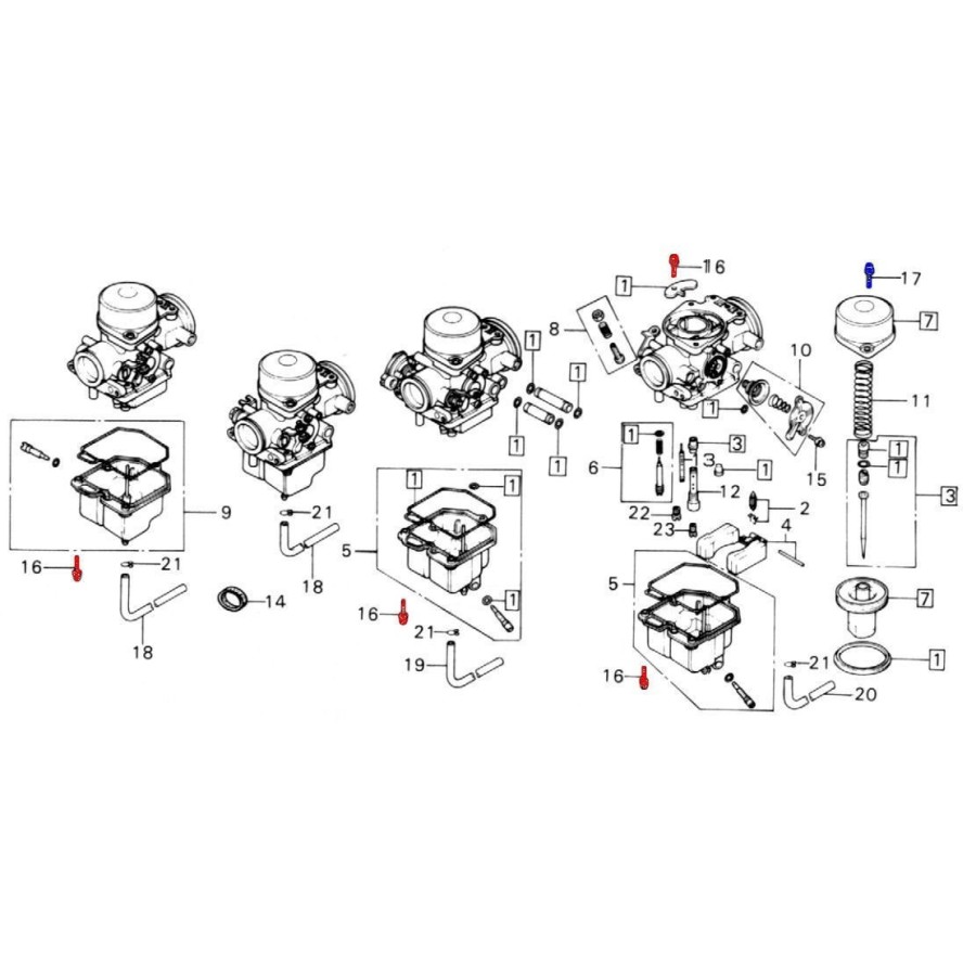 Carburateur - Kit de visserie BTR - INOX - CB750/900/1100 94112-001...