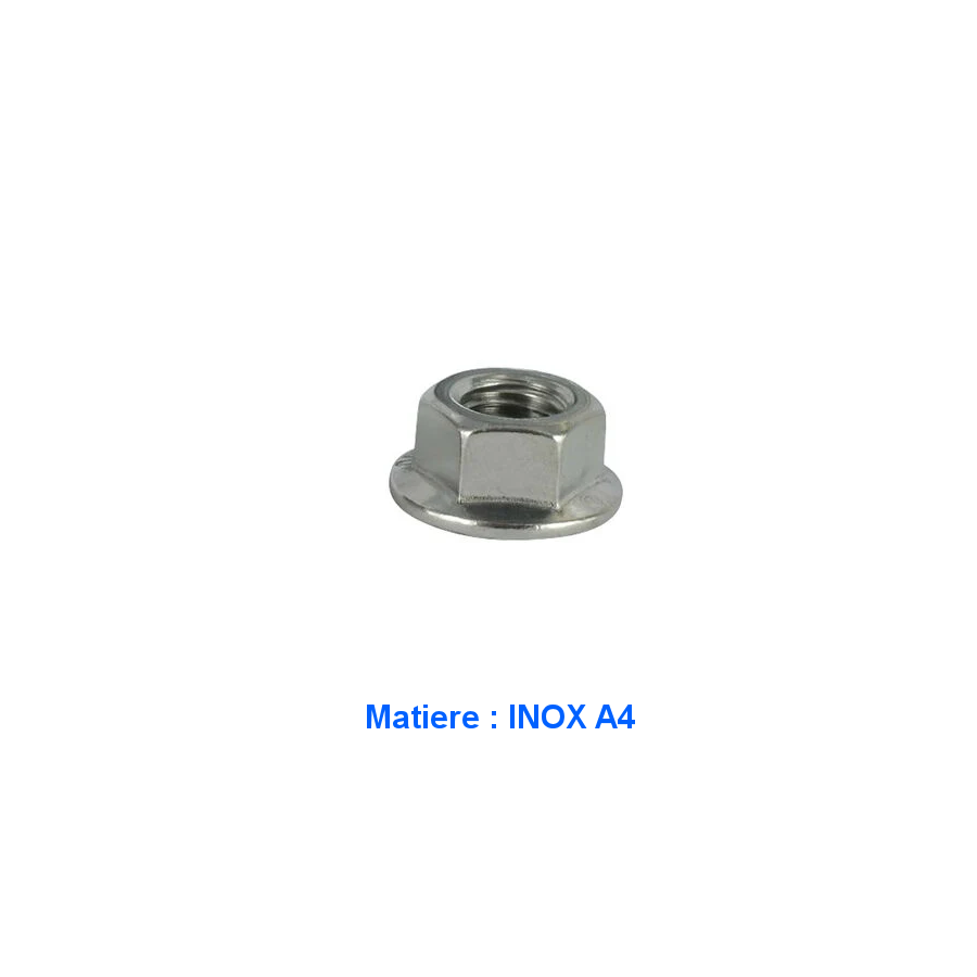 Ecrou - Hexa - a Collerette - Inox A4 - M12 x1.50 - (x1) - pas fin ...