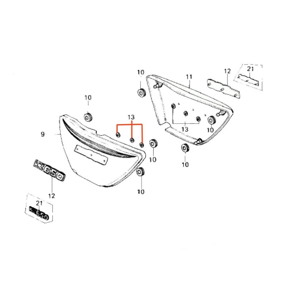 Clips de fixation - ø 3.00 mm - (x10) - Kawasaki - Z650 (B1-B2) - 9...