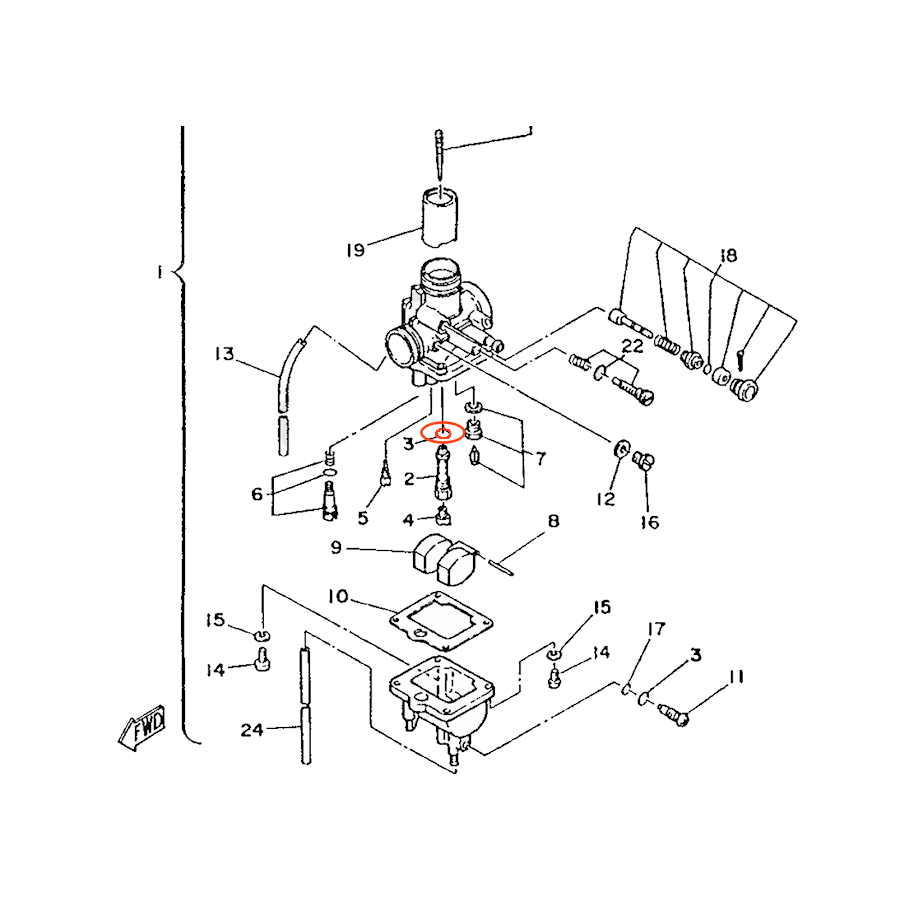 Carburateur - Joint de puit d'aiguille - (x1) - 360-24512-00  01132...