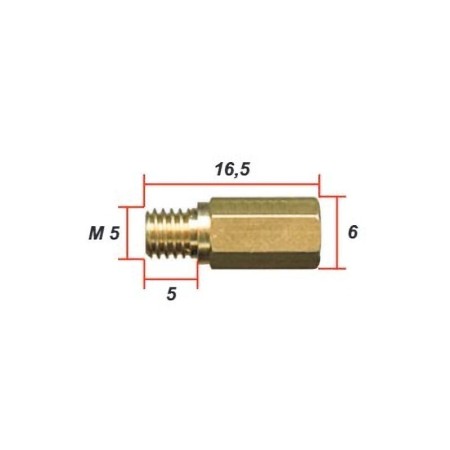 Gicleur M5.3x0.90 - Hex 6.0 - Lg 16.5 - ø 0.80mm 01182-115-080