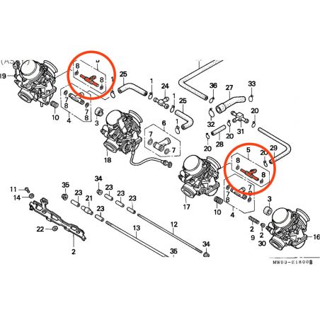 Service Moto Pieces|Carburateur - Raccord, Té de liaison - CBR600, CBR900, CBR1000F, CBF600|Kit carbu|34,00 €