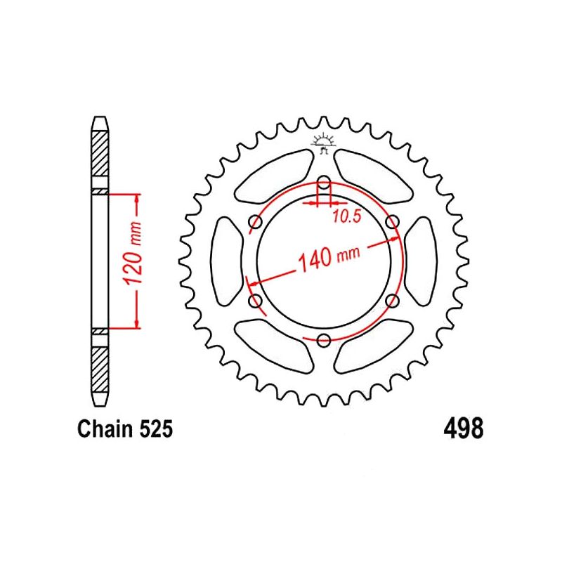 Service Moto Pieces|Transmission - Couronne - 525 - JTR-498 - 46 Dents|Chaine 525|39,00 €