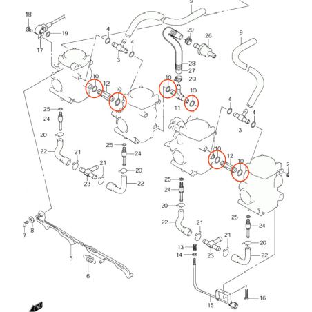 Service Moto Pieces|Carburateur - Joint torique - liaison - 13673-31F00 - ø 6.50 x1.80 - Origine|Joint Torique|5,10 €