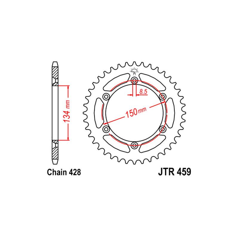 Service Moto Pieces|Transmission - Couronne - JTR459 - 52 dents - KDX125 - KMX125|Chaine 428|56,99 €