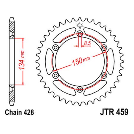 Service Moto Pieces|Transmission - Couronne - JTR459 - 52 dents - KDX125 - KMX125|Chaine 428|56,99 €