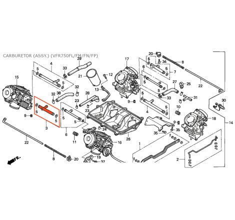 Service Moto Pieces|Carburateur - Raccord de liaison en T - VFR750 (rc30, rc36)|Raccord - Joint de liaison|62,40 €