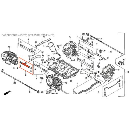 Service Moto Pieces|Carburateur - Raccord de liaison en T - VFR750 (rc30, rc36)|Raccord - Joint de liaison|62,40 €