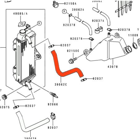 Service Moto Pieces|Radiateur - Durite Eau - 39062-1374|1990 - KDX125 A|39,90 €