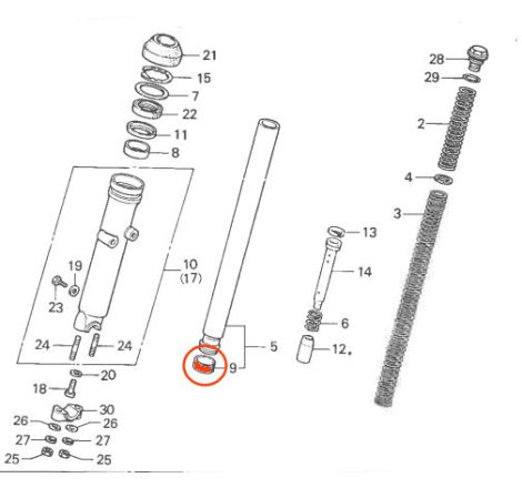 Fourche - Bague de glissement - Infereure - CX400 