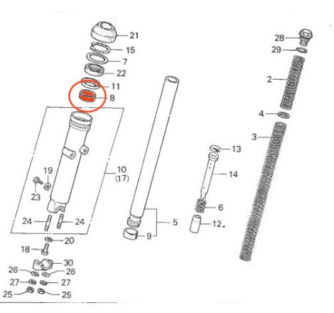 Fourche - Bague de glissement - Supéreure - CX400 