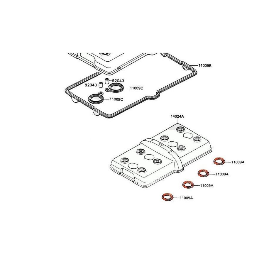 Moteur - Joint de bougie - (x4) - 11009-1610 - ZXR750 90541-704-009