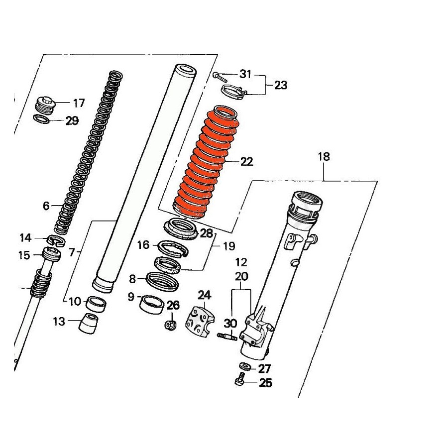 Fourche - Soufflet - (x1) - XL600V -  51611-MM9-003-ZB