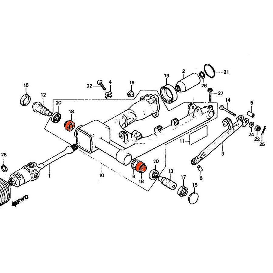 Bras oscillant - Cardan - Roulement (x1) - GL500 - GL1100 - GL1200 ...