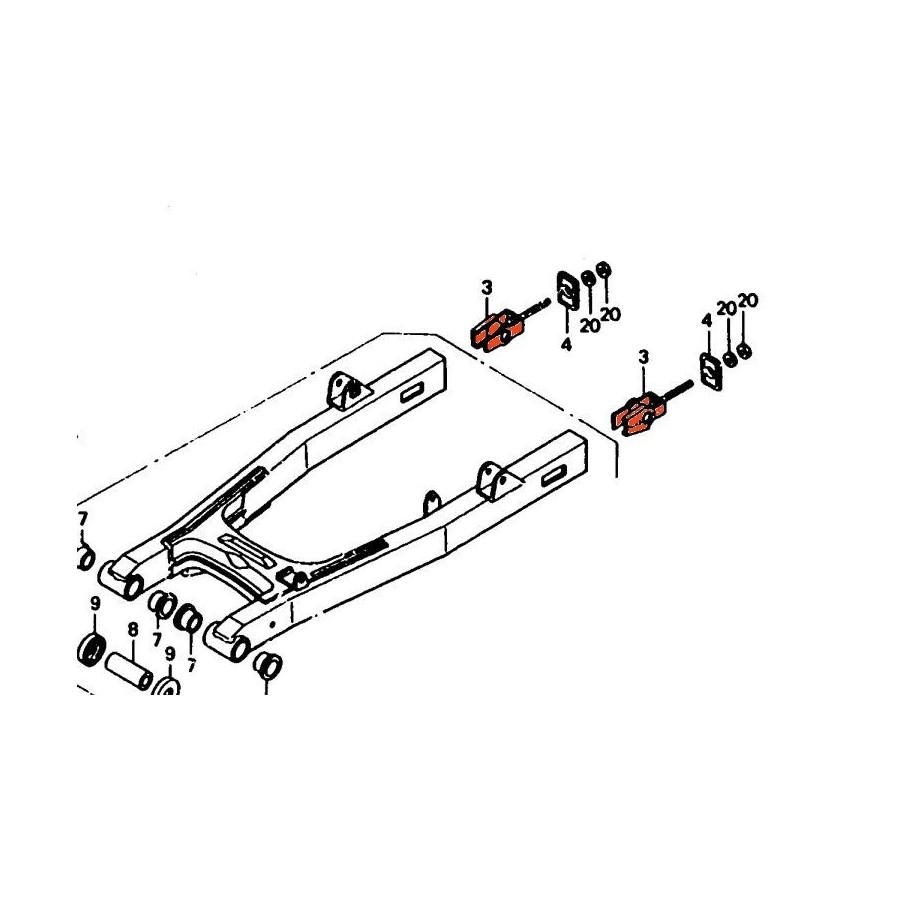 Transmission - plaquette de reglage de chaine - (x1) - CB250N 40543...