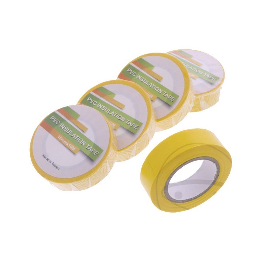 Ruban vinyl electrique - isolant - Jaune - 15mm x 10m - (5 rouleaux...