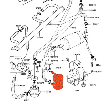 Service Moto Pieces|Filtre a essence - Kawasaki - 49019-1001 - GPZ1100B, KZ1300, |Filtre a essence|34,10 €