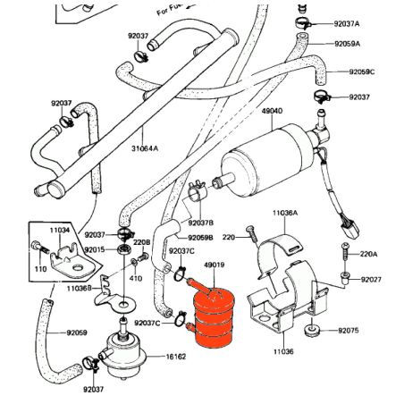 Service Moto Pieces|Filtre a essence - Kawasaki - 49019-1001 - GPZ1100B, KZ1300, |Filtre a essence|34,10 €