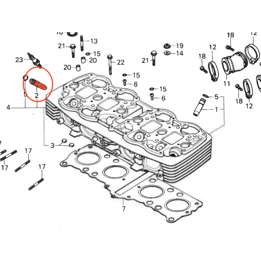 Moteur - Guide de Soupape - ECHAPPEMENT - CB 750 Four K0 à K7 / F1 ...