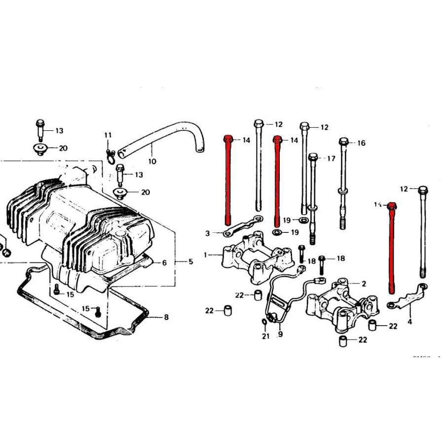 Moteur - Culasse - Vis de serrage (222) - bloc cylindre - CB400 N/T...