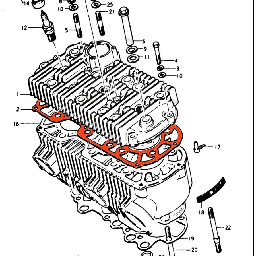 Moteur - Joint de Couvercle / Culasse - 11141-31002 - GT750  12251-...