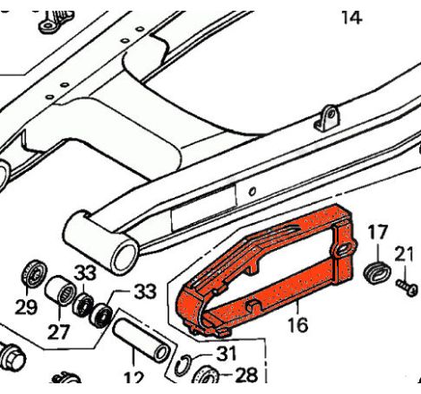 Service Moto Pieces|Bras oscillant  - Slider, Guide, protection de chaine - Avant - XRV650 - XRV750|Chaine|52,90 €