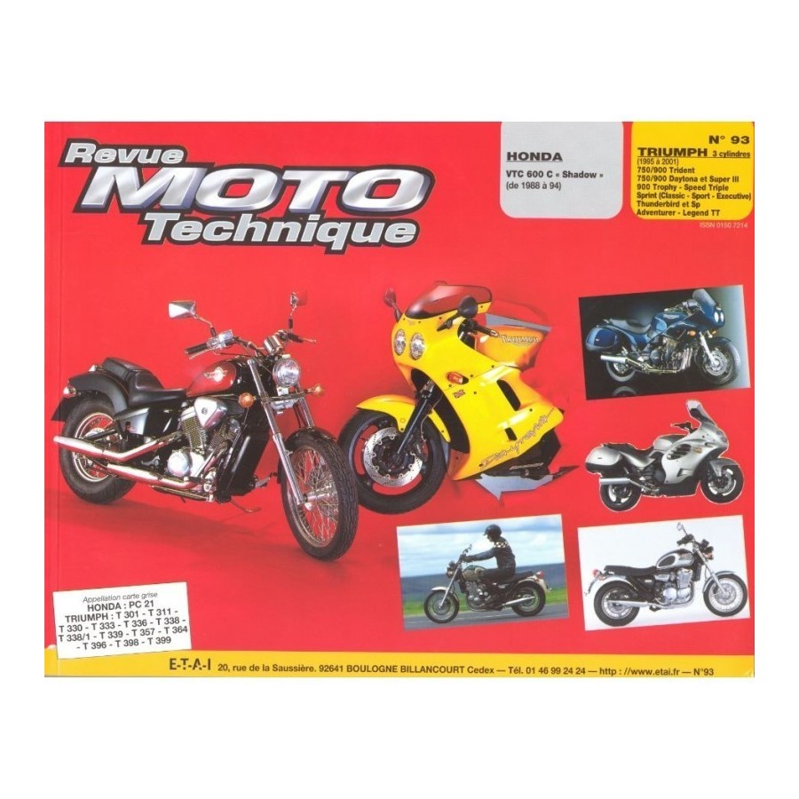 RTM - N° 093-2 - Honda VT600 - Triumph 750/900 00RTM-093-PAPIER