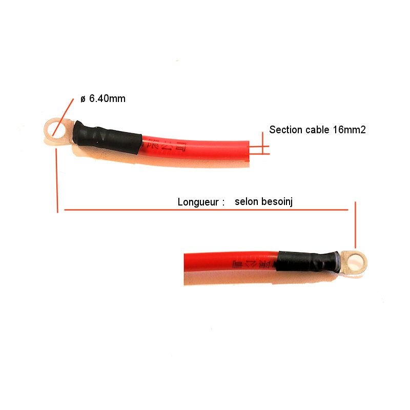 Service Moto Pieces|Batterie - Cable Rouge +12v - borne (+) - 16 mm2 - longueur sur demande|Cable Batterie|20,00 €