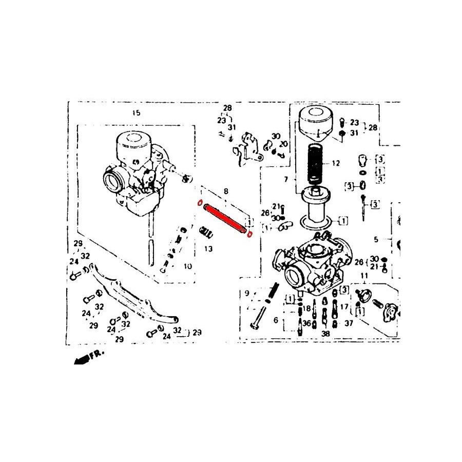 Carburateur - Tube de liaison, entretoise + joint - CB250N/CB400N ....