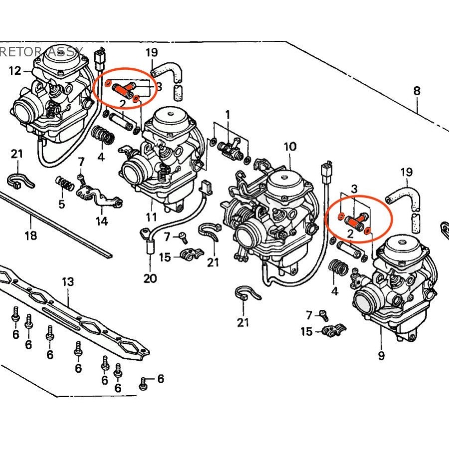 Carburateur - Raccord, Te de liaison - CB750 SF - sevenfifty - (RC4...