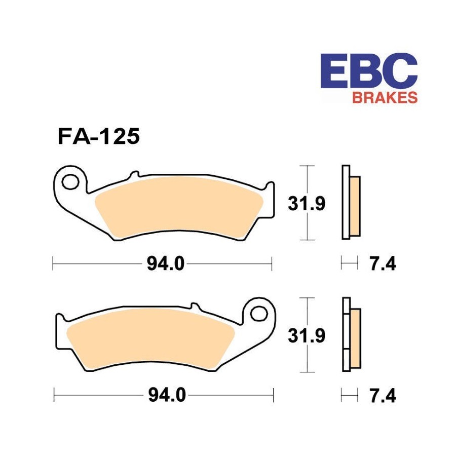 Frein - Jeu de Plaquettes - EBC - Semi Synthetic - FA-125-V 01008-1...