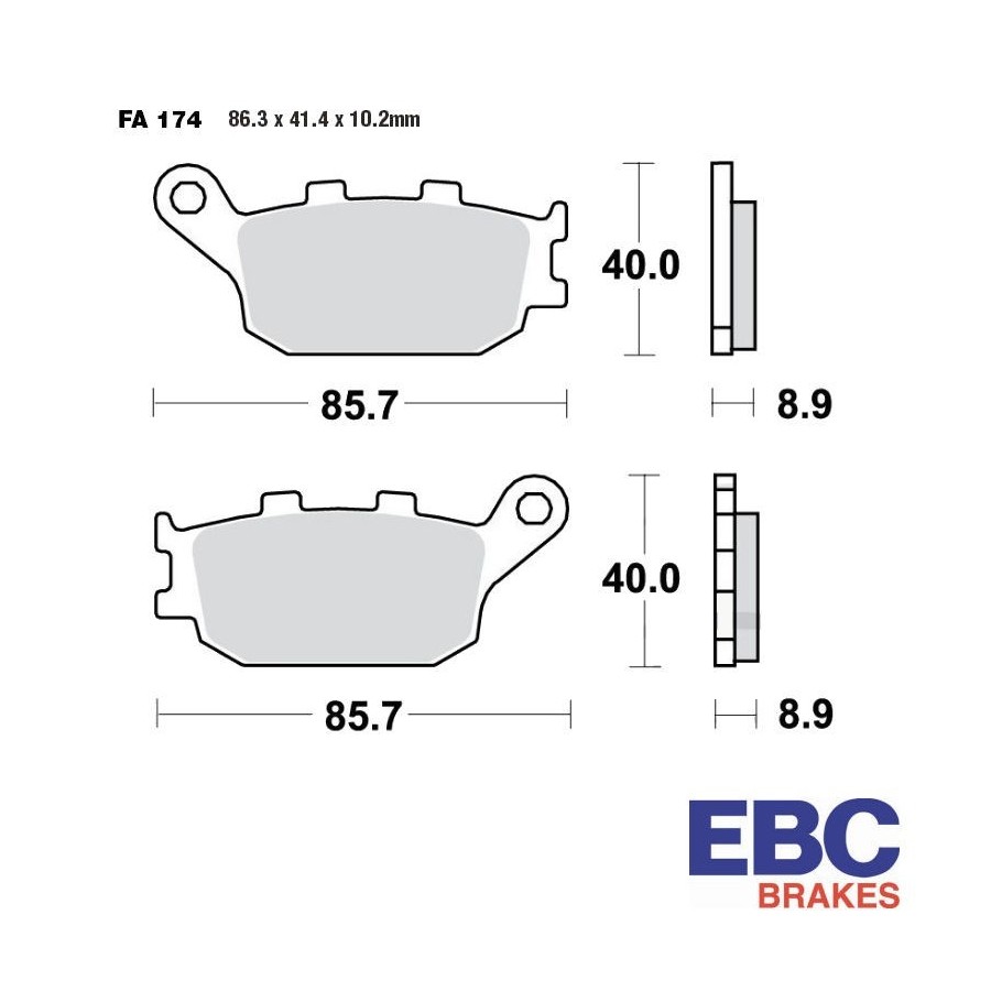 Frein - Jeu de Plaquettes - EBC - Ceramique - FA-174 - Standard 010...