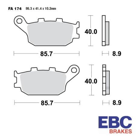 Frein - Jeu de Plaquettes - EBC - Ceramique - FA-174 - Standard 010...