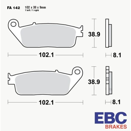 Frein - Jeu de Plaquettes - Standard - EBC - FA-142 01008-142-101