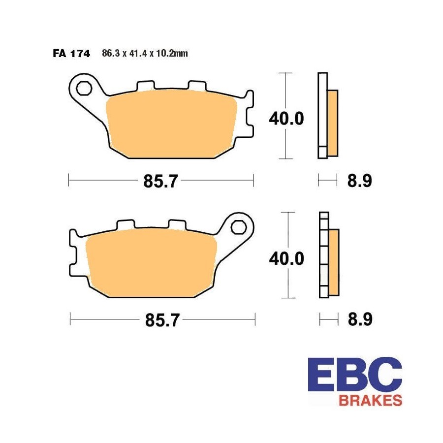 Frein - Jeu de Plaquettes - EBC - Semi Fritte - FA-174V 01008-174-002