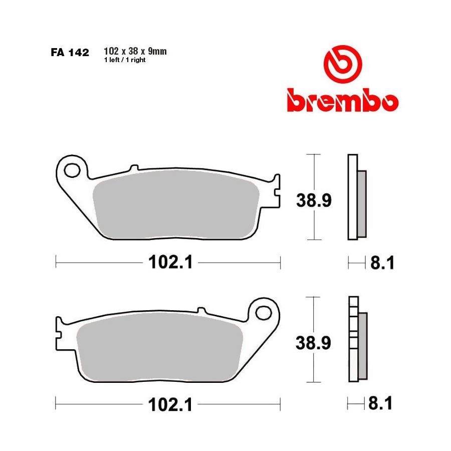 Frein - Jeu de Plaquettes - BREMBO - 07HO3005 - Organic / Ceramique...