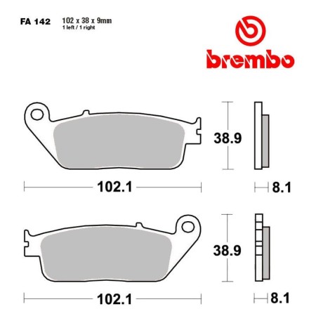 Frein - Jeu de Plaquettes - BREMBO - 07HO3005 - Organic / Ceramique...