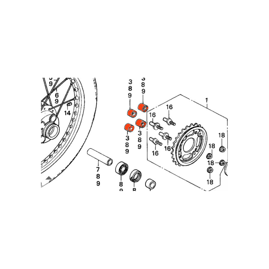 Transmission - Silent Bloc de couronne - (x1) - CM125C - NS125 4124...