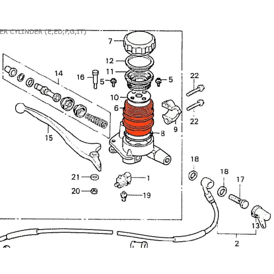 Frein - Maitre cylindre - bocal - Rond - 2 Vis 45511-413-610