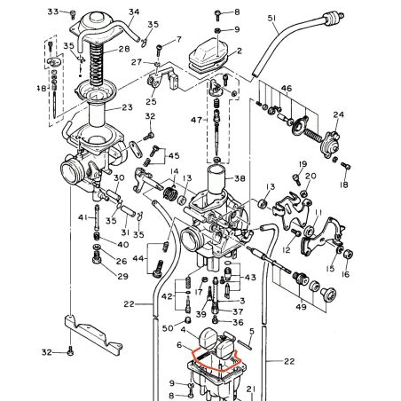 Carburateur - joint de cuve - 5Y1-14384-00  / 92055-1128 - KZ..., GPZ550, Gt550, .... XT350, ..., SRX600, ....