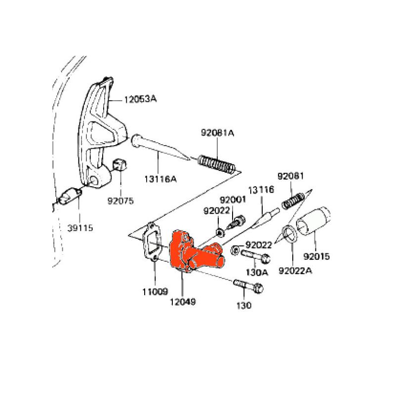 Service Moto Pieces|Distribution - Support Poussoir Tendeur - Guide "B" - 12049-1015 - KZ750....ZR750|1982 - KZ750 GP|47,00 €