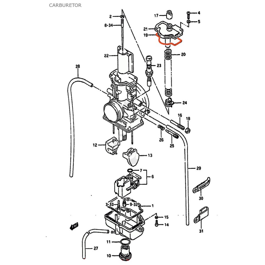 Carburateur - joint de couvercle - 13251-26C00 - 3JD-14147-00 - RM1...