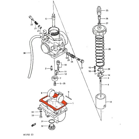 Carburateur - Joint de Cuve - RM125 - PE175 - RM250 - .... 00911-13...