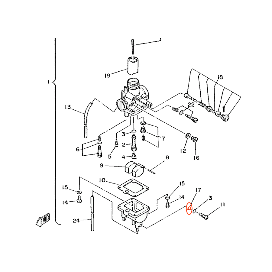 Carburateur - joint - vis de purge - 5H0-14397-00  01130-245-019