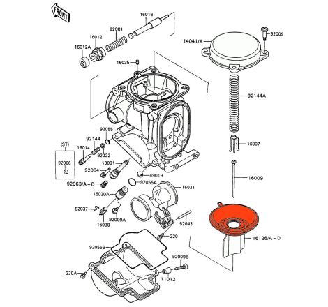 Service Moto Pieces|Carburateur - Boisseau - Membrane - 16126-1237 - ZXR750 - ZX-7R|Boisseau - Aiguille|29,90 €