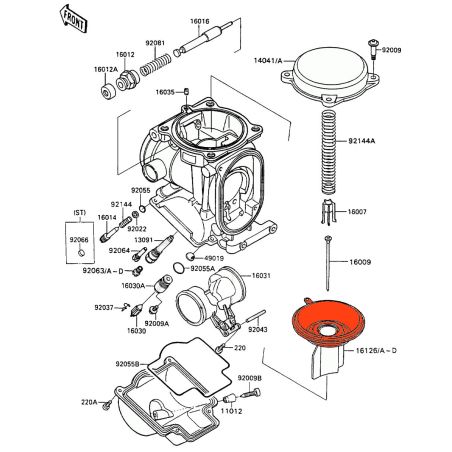 Service Moto Pieces|Carburateur - Boisseau - Membrane - 16126-1237 - ZXR750 - ZX-7R|Boisseau - Aiguille|29,90 €