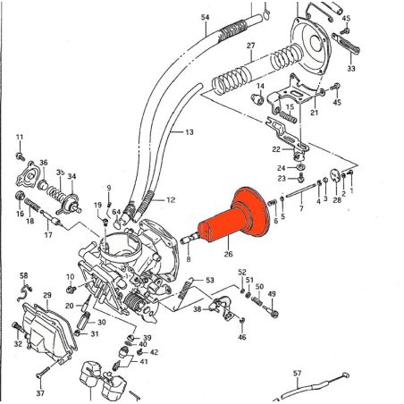 Service Moto Pieces|Carburateur - Boisseau Avant + membrane - 13500-38B20 - VS600, VS700, VS800, VS1400|Boisseau - Membrane - Aiguille|59,90 €