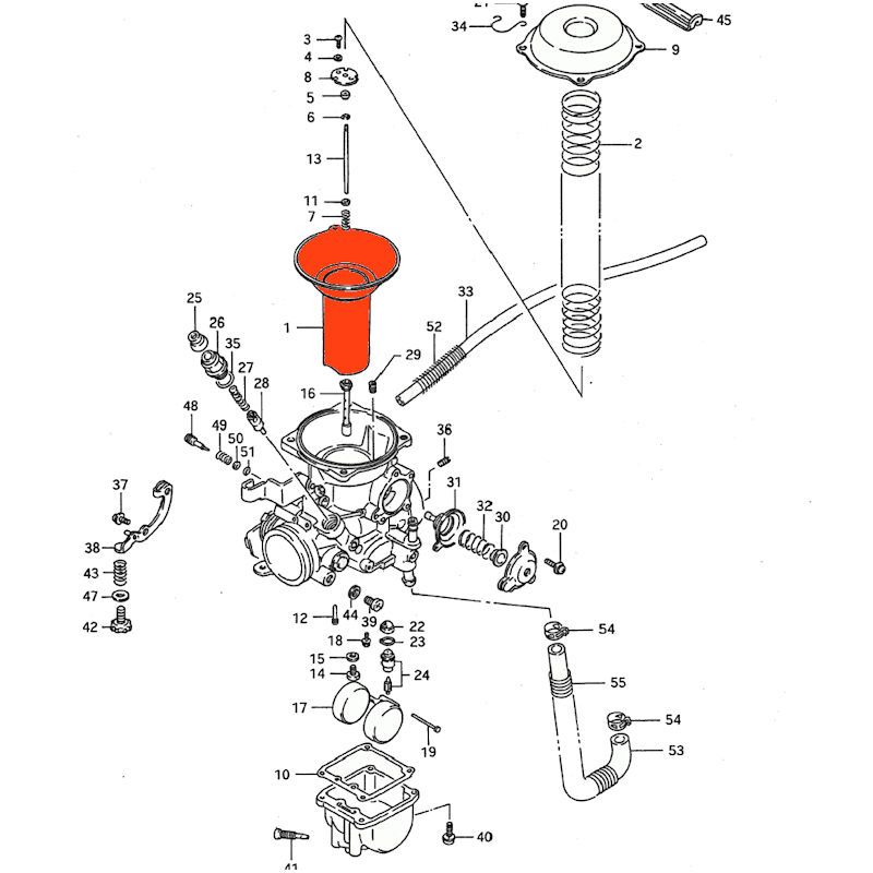 Service Moto Pieces|Carburateur - Boisseau arriere + membrane - 13500-38B10 - VS600, VS700, VS800, VS1400|Boisseau - Membrane - Aiguille|59,90 €