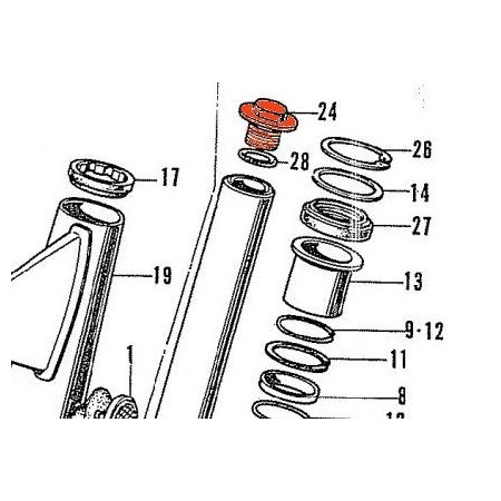 Fourche - Bouchon superieur a visser - CB750 K0-K1-K2 90123-300-000