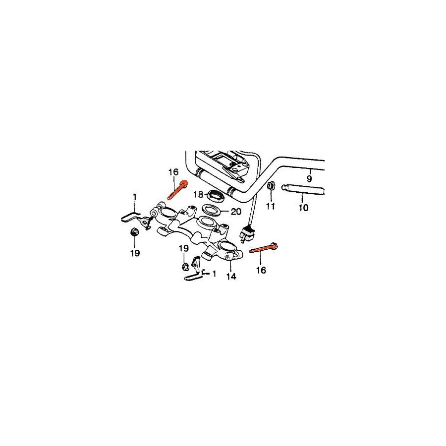 Fourche - Te Superieur - Te inferieur - Vis de fixation - M7 x54 mm...